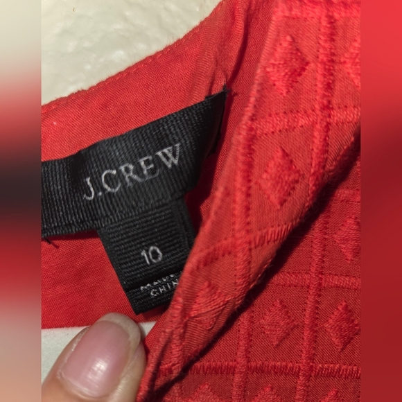 J. Crew Vibrant Red Textured Dress,100%cotton,sz 10. - Picture 3 of 5